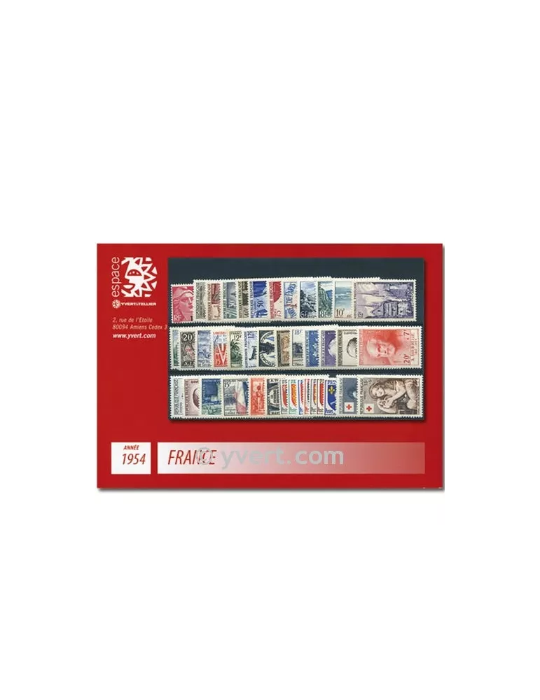 n° 968/1007 - Timbre France Année complète (1954)