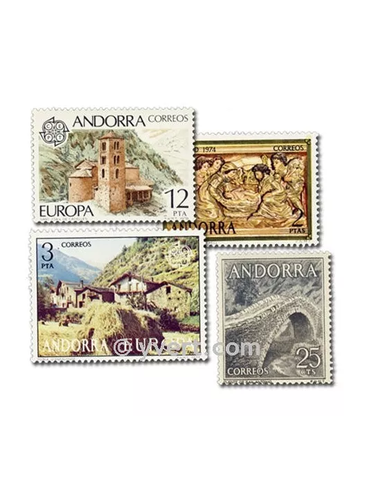 ANDORRE ESPAGNOL : pochette de 25 timbres (Oblitérés)