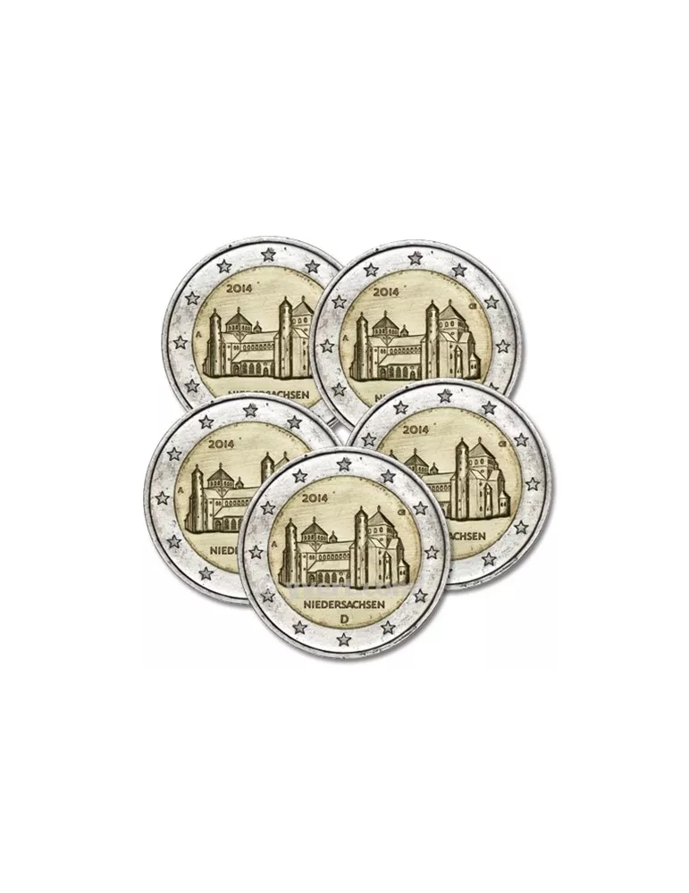 2 EURO COMMEMORATIVE 2014 : ALLEMAGNE ( (Église Saint-Michel d'Hildesheim - 5 pièces)