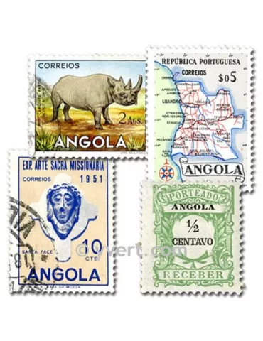 ANGOLA : pochette de 50 timbres (Oblitérés)
