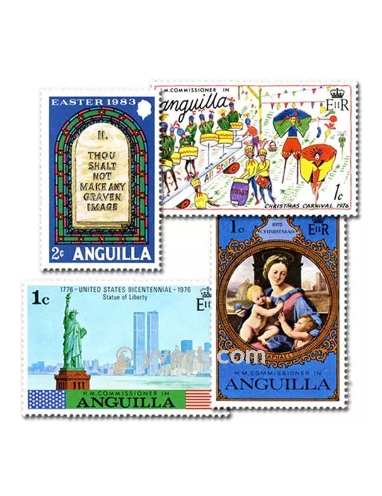 ANGUILLA : pochette de 50 timbres (Oblitérés)