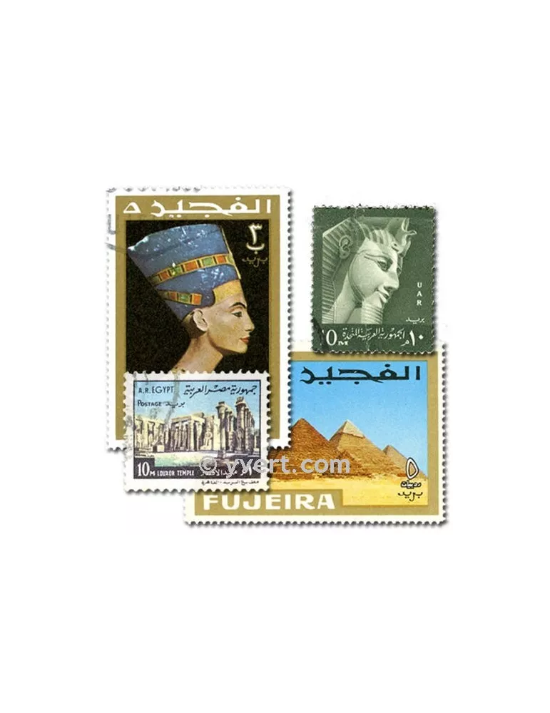 ART EGYPTIEN : pochette de 25 timbres (Oblitérés)