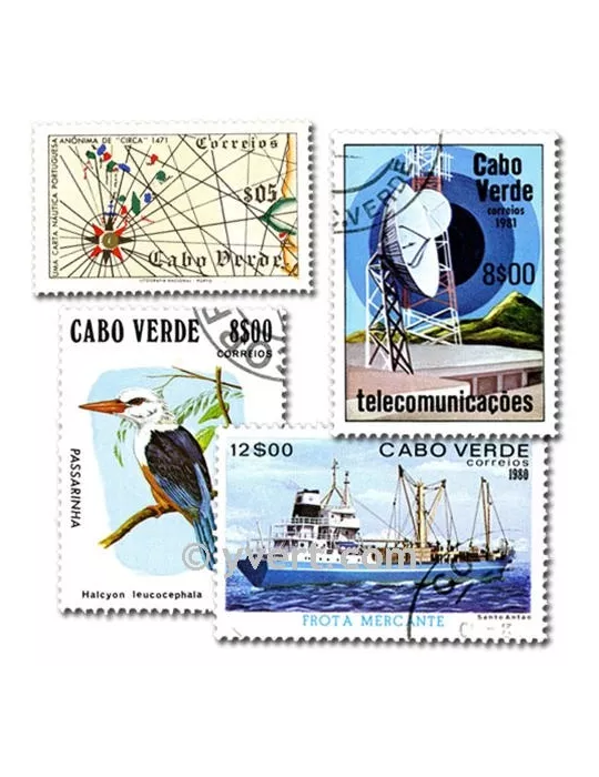 CAP VERT : pochette de 50 timbres (Oblitérés)