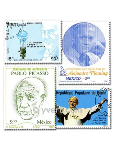 CELEBRITES : pochette de 500 timbres (Oblitérés)