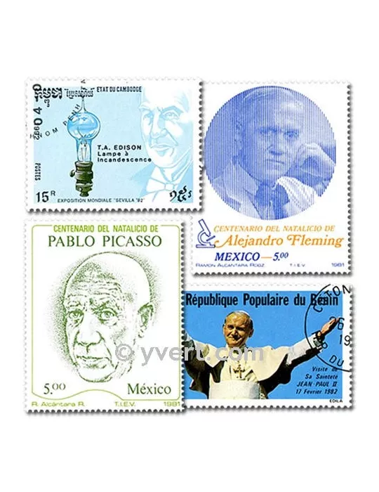 CELEBRITES : pochette de 500 timbres (Oblitérés)