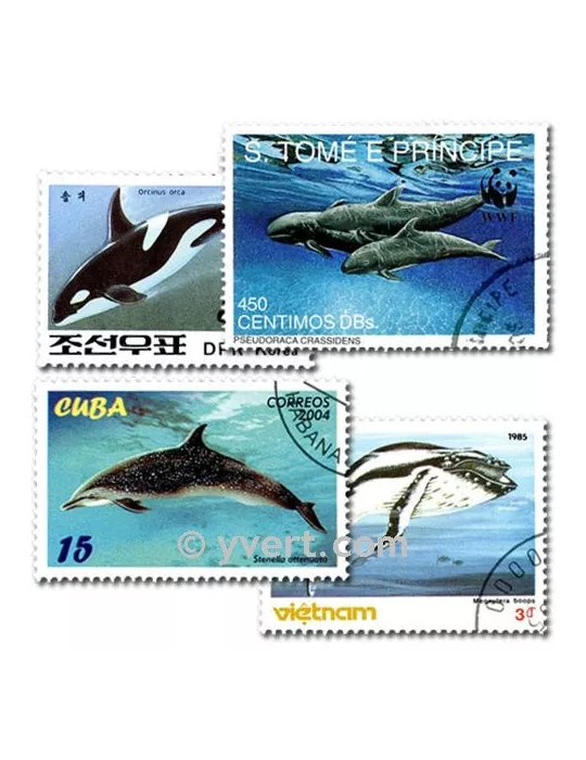 CETACES : pochette de 25 timbres (Oblitérés)