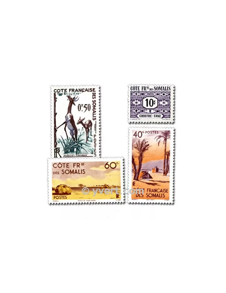 COTE FRANCAISES DES SOMALIS : pochette de 50 timbres (Oblitérés)