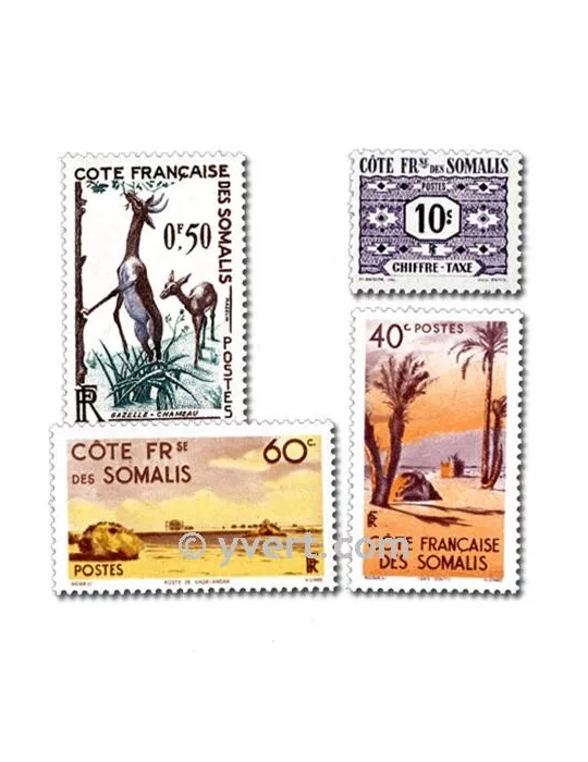 COTE FRANCAISES DES SOMALIS : pochette de 50 timbres (Oblitérés)