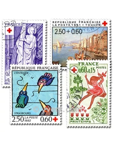CROIX-ROUGE : pochette de 100 timbres (Oblitérés)