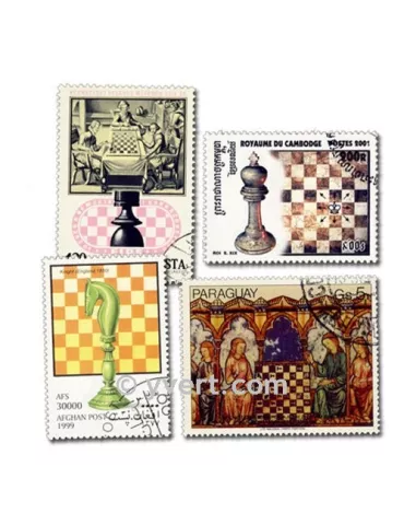 ECHECS : pochette de 50 timbres (Oblitérés)