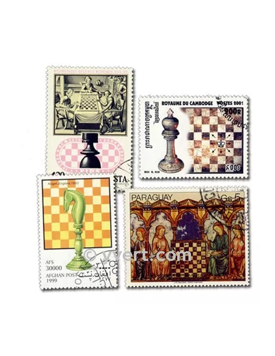ECHECS : pochette de 50 timbres (Oblitérés)