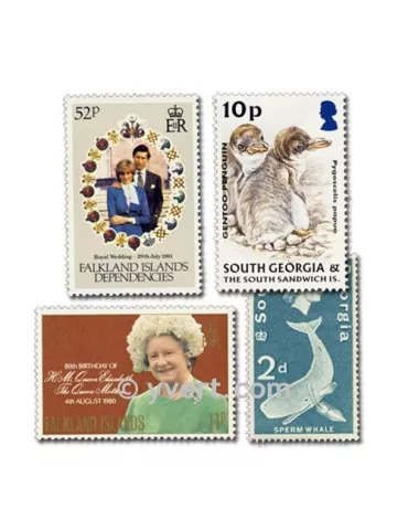 FALKLAND : pochette de 25 timbres (Oblitérés)