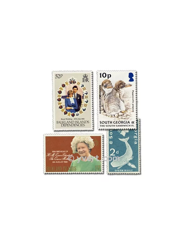 FALKLAND : pochette de 25 timbres (Oblitérés)