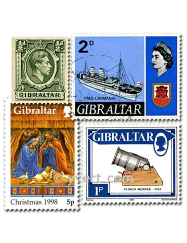 GIBRALTAR : pochette de 25 timbres (Oblitérés)