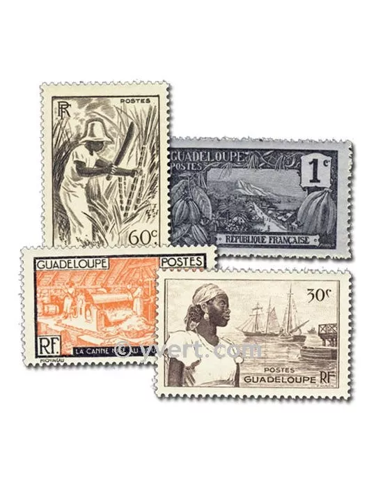 GUADELOUPE : pochette de 50 timbres (Oblitérés)