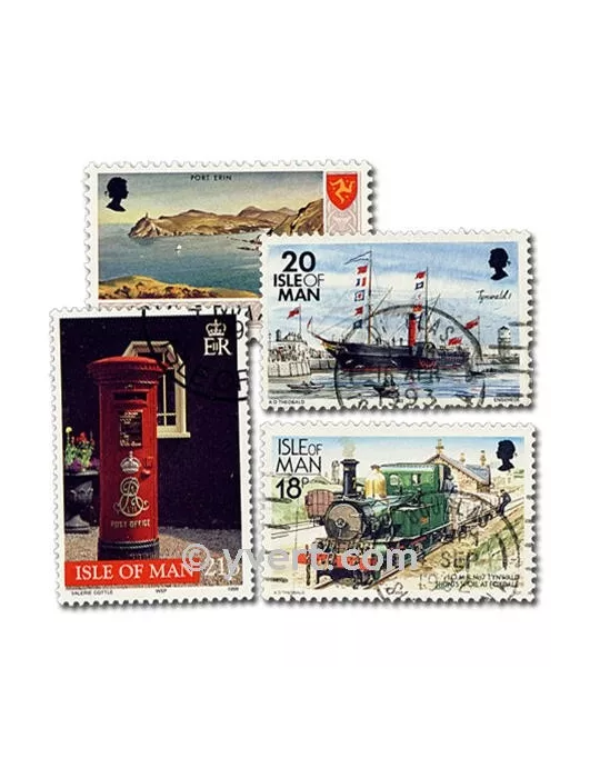 ILE DE MAN : pochette de 50 timbres (Oblitérés)