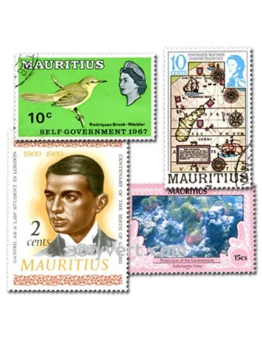 ILE MAURICE : pochette de 50 timbres (Oblitérés)