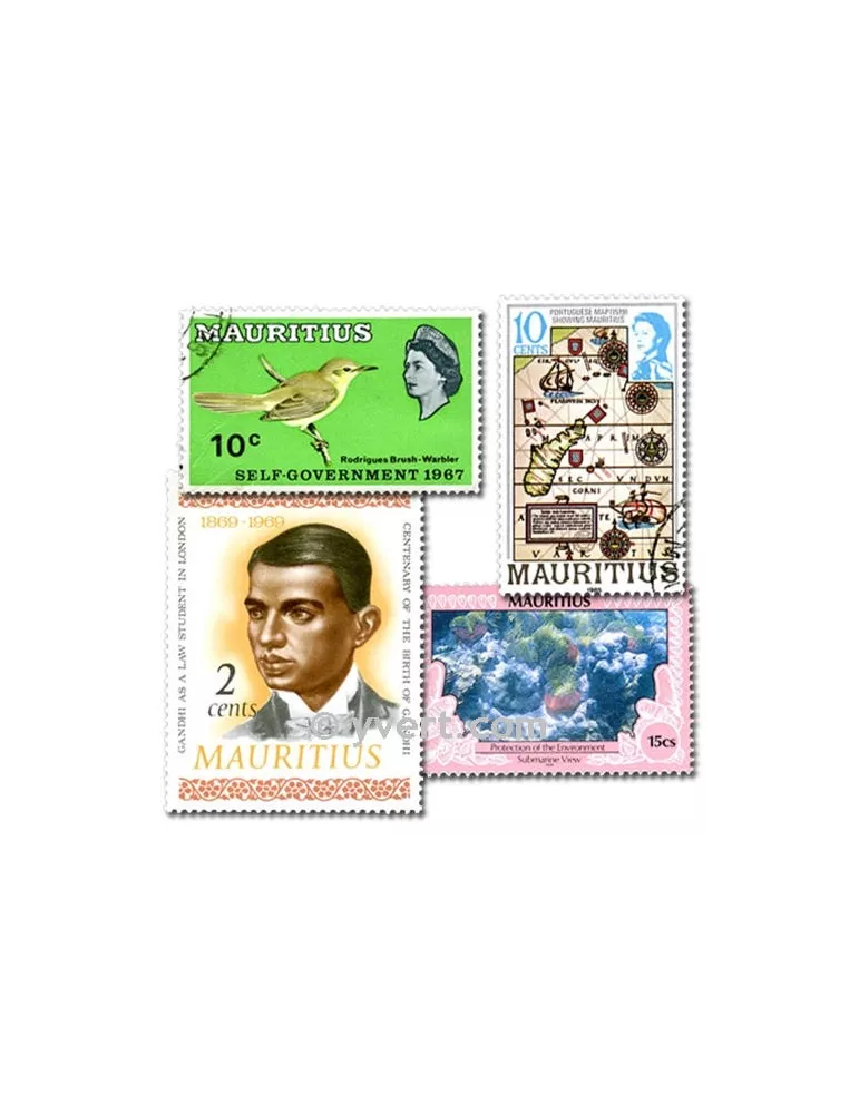 ILE MAURICE : pochette de 50 timbres (Oblitérés)