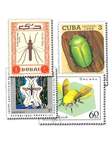 INSECTES : pochette de 100 timbres (Oblitérés)