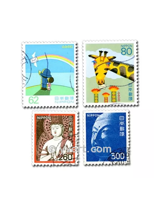 JAPON : pochette de 500 timbres (Oblitérés)