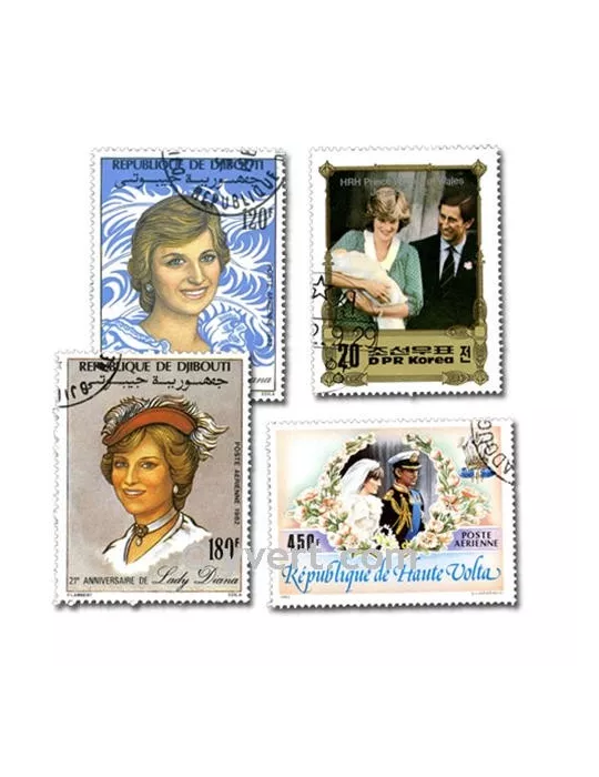 LADY DIANA : pochette de 50 timbres (Oblitérés)