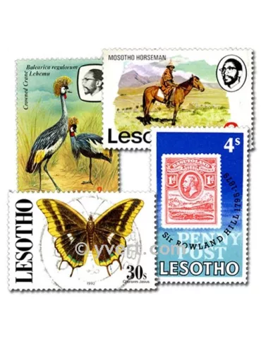 LESOTHO : pochette de 50 timbres (Oblitérés)