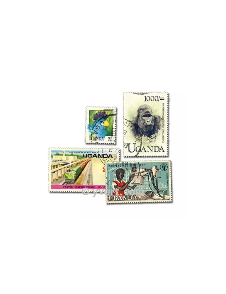 OUGANDA : pochette de 50 timbres (Oblitérés)