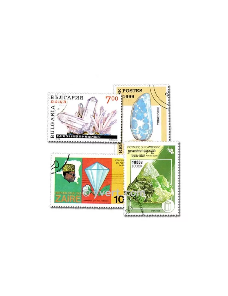 MINERAUX : pochette de 100 timbres (Oblitérés)
