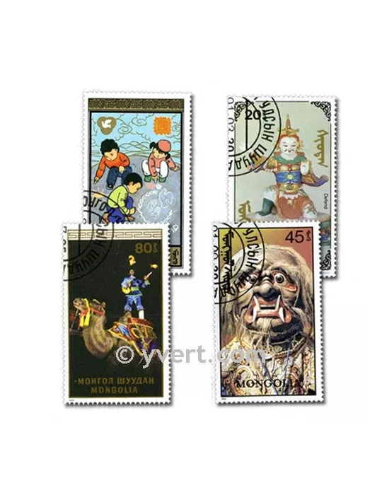 MONGOLIE : pochette de 1000 timbres (Oblitérés)