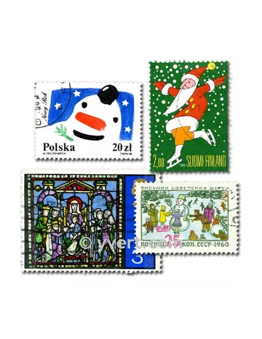 NOEL : pochette de 100 timbres (Oblitérés)