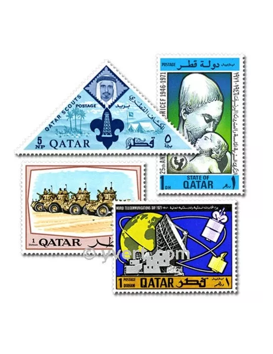 QATAR : pochette de 25 timbres (Oblitérés)