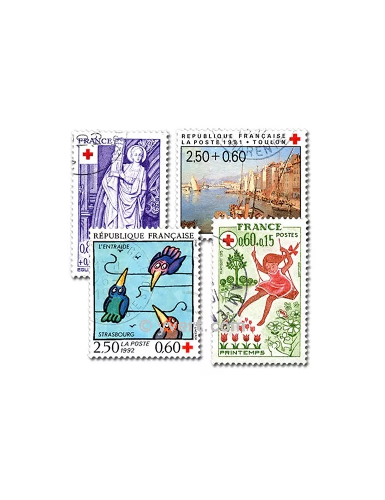 FRANCE CROIX ROUGE : pochette de 50 timbres (Oblitérés)