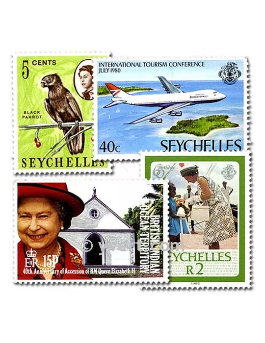 SEYCHELLES : pochette de 25 timbres (Oblitérés)