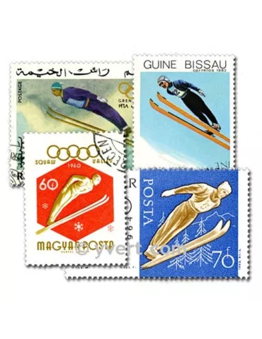 SKI : Pochette de 100 timbres (Oblitérés)