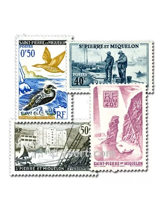 ST PIERRE ET MIQUELON : pochette de 25 timbres (Oblitérés)