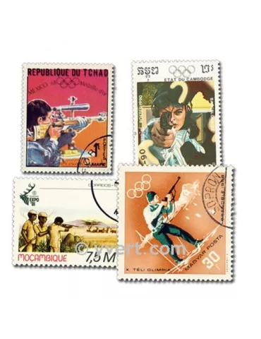 TIR ARME A FEU : pochette de 25 timbres (Oblitérés)