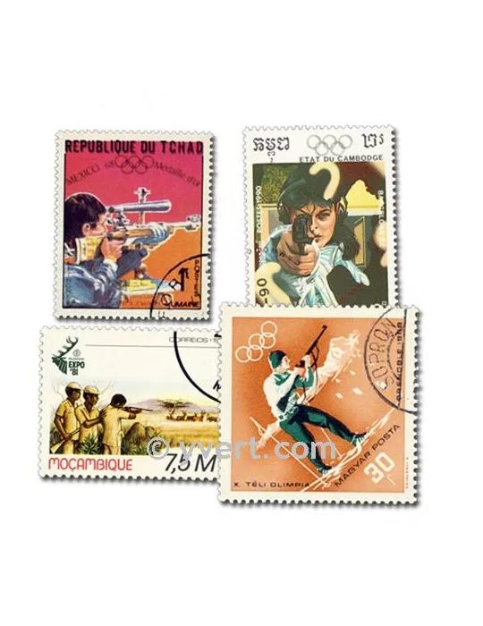 TIR ARME A FEU : pochette de 25 timbres (Oblitérés)
