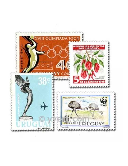 URUGUAY : pochette de 500 timbres (Oblitérés)