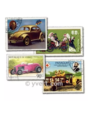 VOITURES : pochette de 100 timbres (Oblitérés)