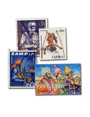 ZAMBIE : Pochette de 50 timbres (Oblitérés)