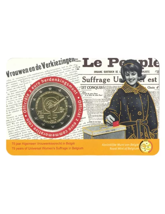 BU : 2 EURO COMMEMORATIVE 2023 COINCARD : BELGIQUE - SUFFRAGE UNIVERSEL DES FEMMES (Vers. flamande)