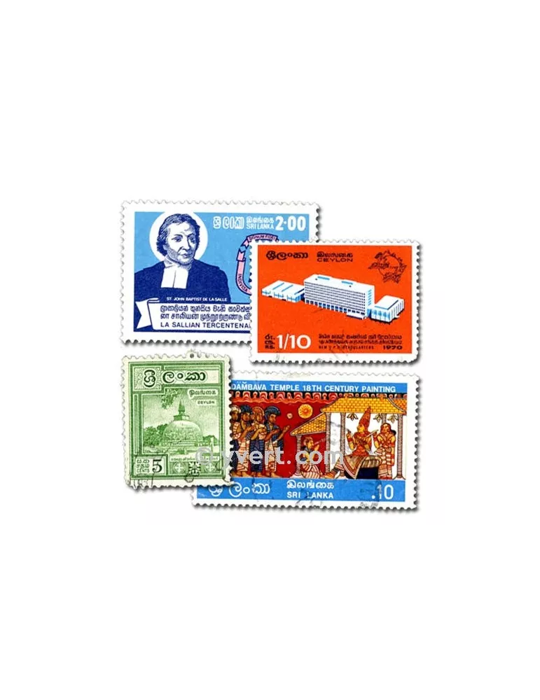 CEYLAN : Pochette de 100 timbres (Oblitérés)