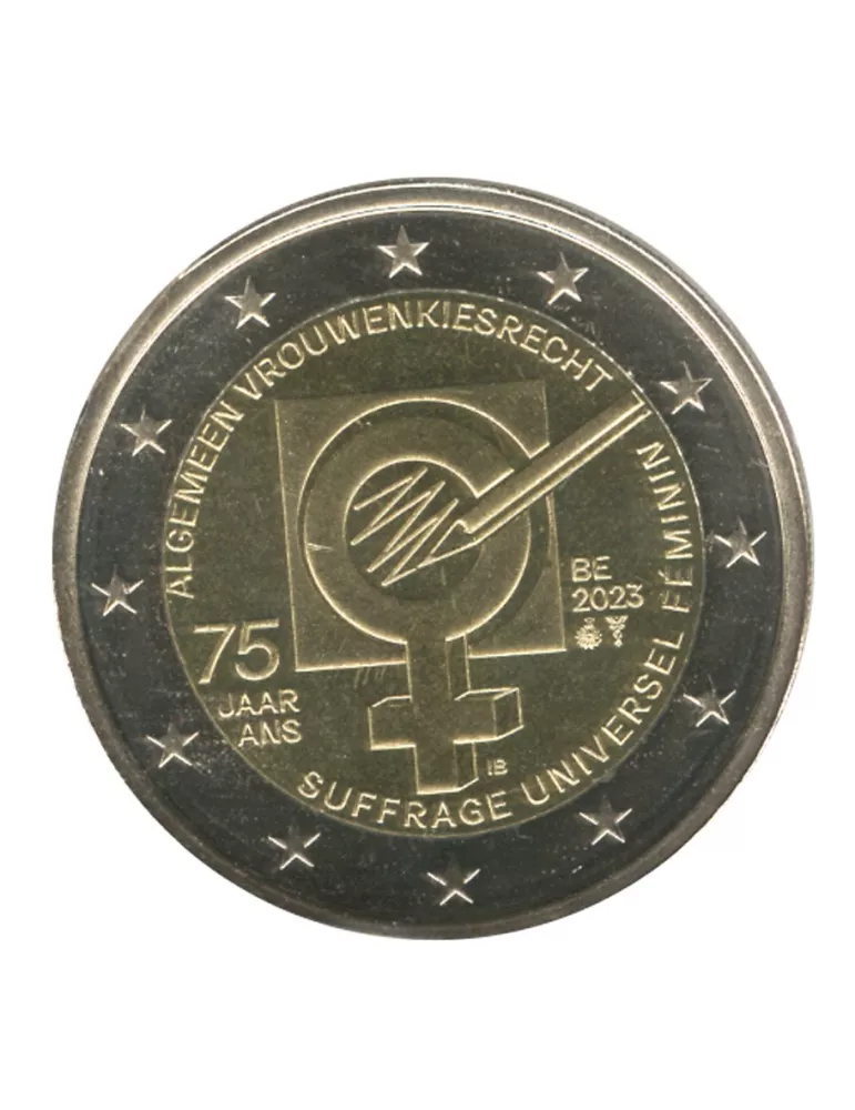 BU : 2 EURO COMMEMORATIVE 2023 COINCARD : BELGIQUE - SUFFRAGE UNIVERSEL DES FEMMES (Vers. flamande)