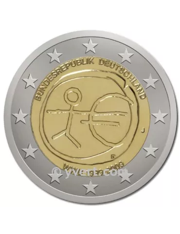 2 EURO COMMEMORATIVE 2009 : ALLEMAGNE - J (10e anniversaire de l´Union Économique et Monétaire)