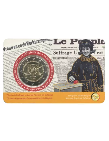 BU : 2 EURO COMMEMORATIVE 2023 COINCARD : BELGIQUE - SUFFRAGE UNIVERSEL DES FEMMES (Vers. franco)