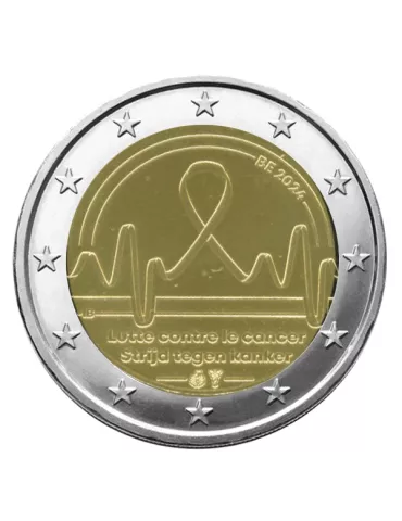 BU : 2 EURO COMMEMORATIVE 2024 COINCARD : BELGIQUE - LUTTE CONTRE LE CANCER (Version française)) 2