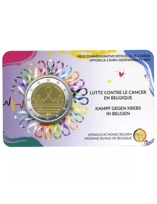BU : 2 EURO COMMEMORATIVE 2024 COINCARD : BELGIQUE - LUTTE CONTRE LE CANCER (Version française))