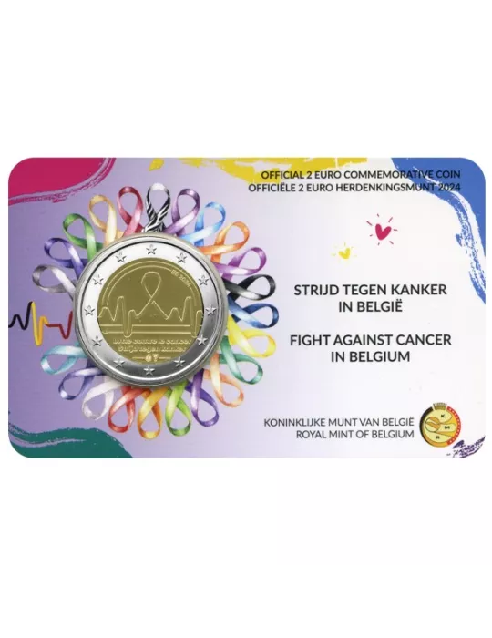 BU : 2 EURO COMMEMORATIVE 2024 COINCARD : BELGIQUE - LUTTE CONTRE LE CANCER (Version flamande)