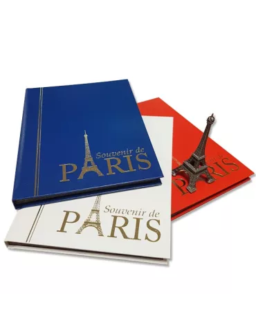 PERFECTA : Classeur fixe pour timbres Souvenir de Paris (Petit modèle-Pages Noires-16p.) Lot de 3