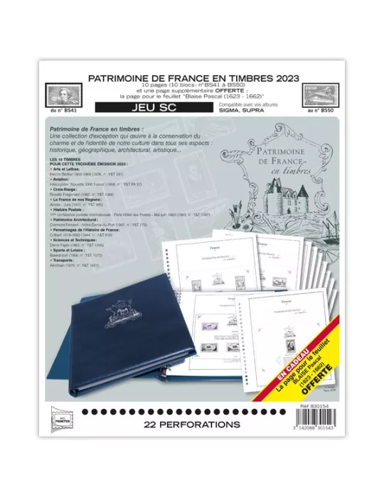 PATRIMOINE DE FRANCE EN TIMBRES SC : 2023 (JEUX AVEC POCHETTES)